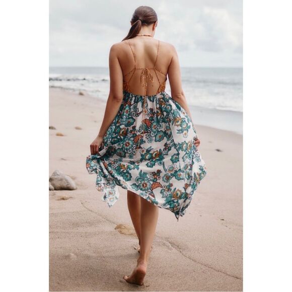 NEW By Anthropologie The Alani Swim Maxi Dress Cut-Out Swim Beach Cover-Up Large - Picture 2 of 4